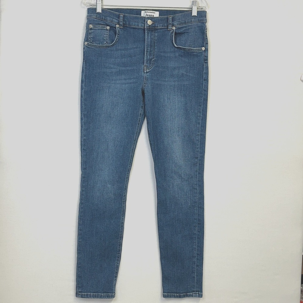 Reformation Jeans Women 30 Destin Wash High Rise Stretch Skinny Blue Denim